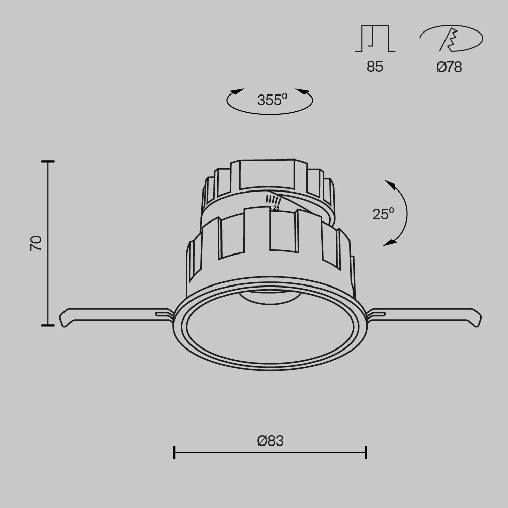 Wise Recessed Downlight- Black/ White Finish - Image 16