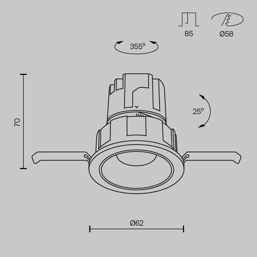 Wise Recessed Downlight- Black/ White Finish - Image 21