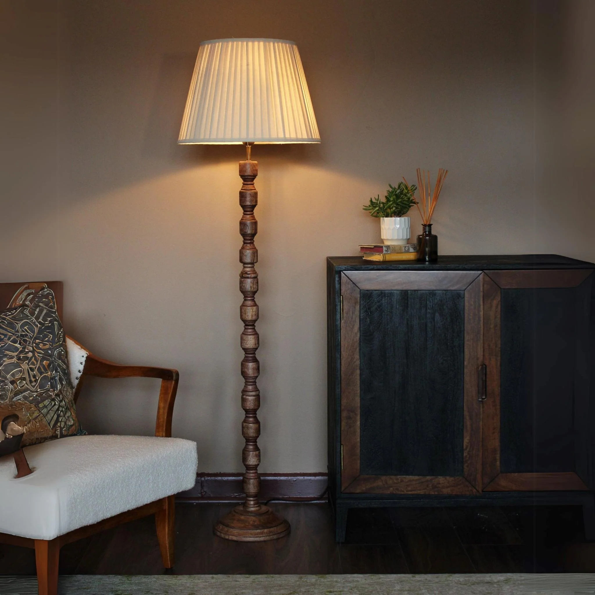 Clare Wood Floor Lamp- Various Shades - Image 12