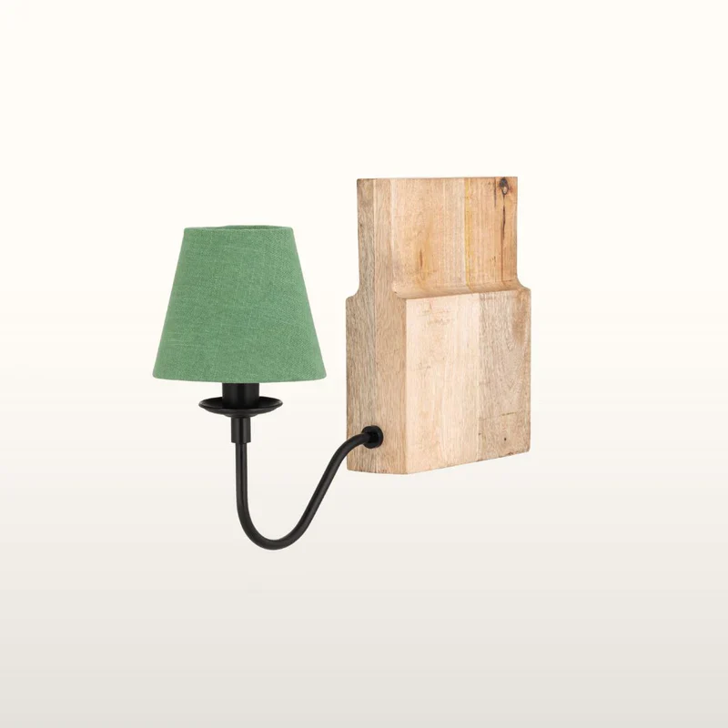 Teoranta Wooden Bookshelf Lamp- Green/ White Shades - Image 11
