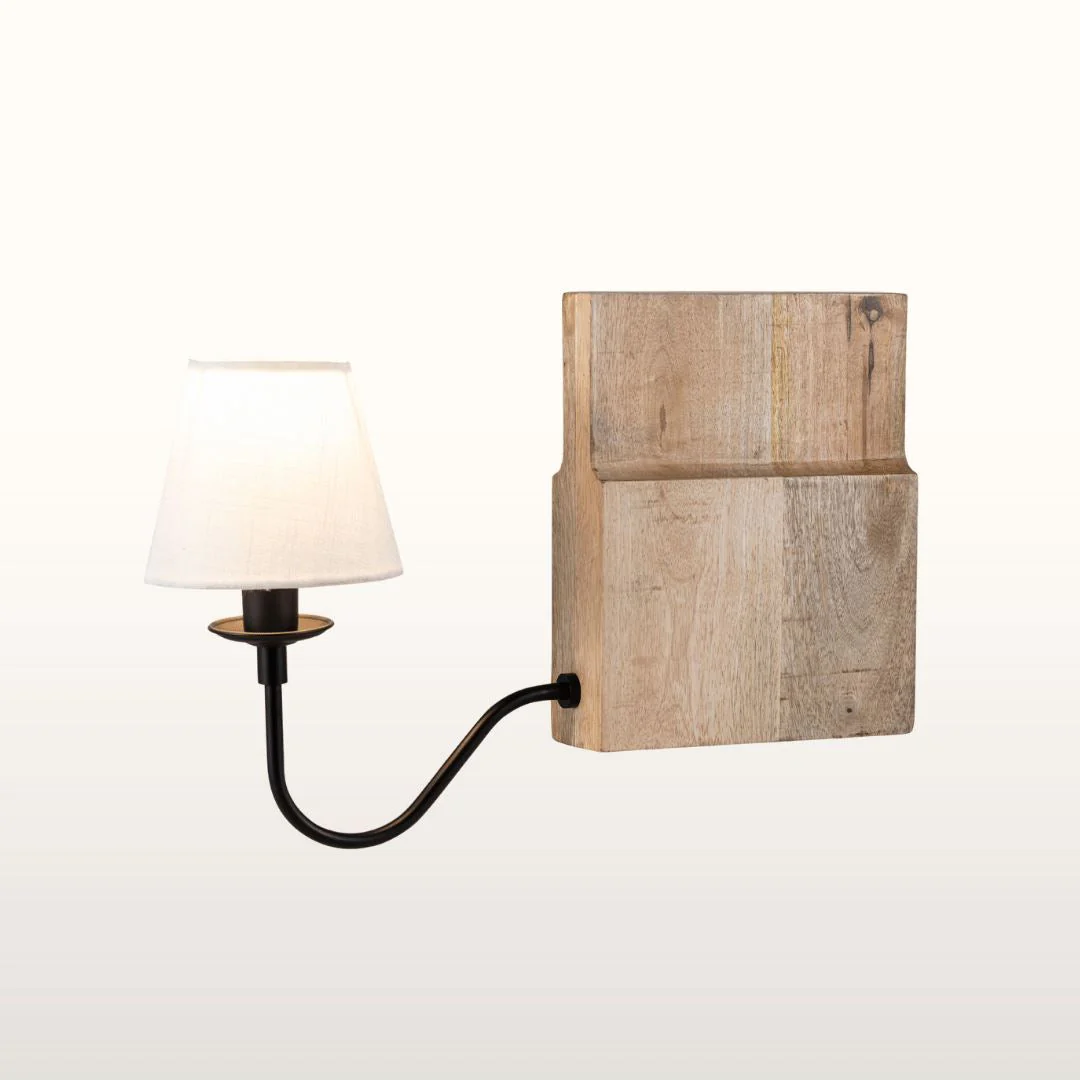 Teoranta Wooden Bookshelf Lamp- Green/ White Shades - Image 2