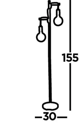 Woody 2Lt Floor Lamp - Natural Wood & Black Metal E27 - Image 4