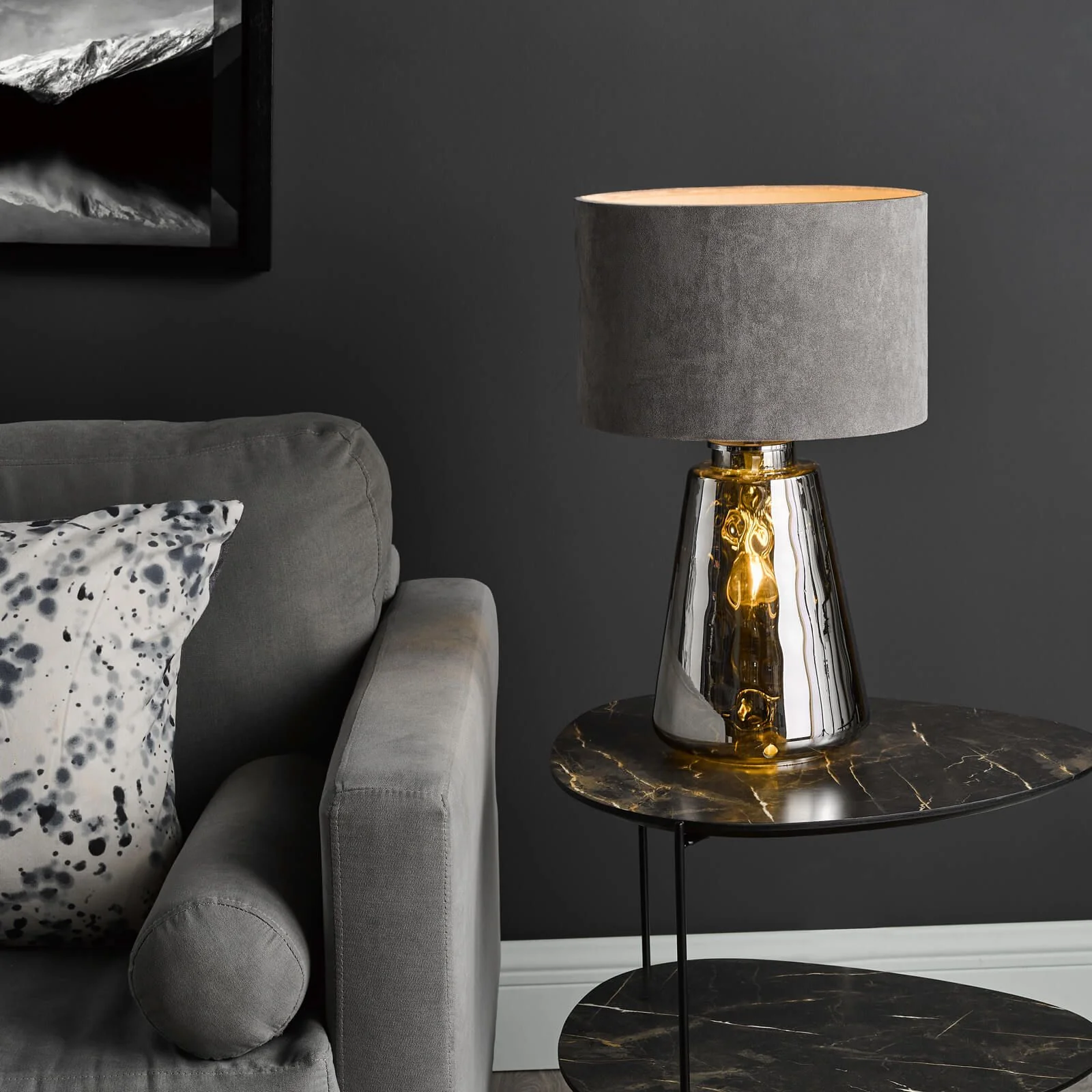 Wycliffe Table Lamp Smoked Glass With Shade - Image 4