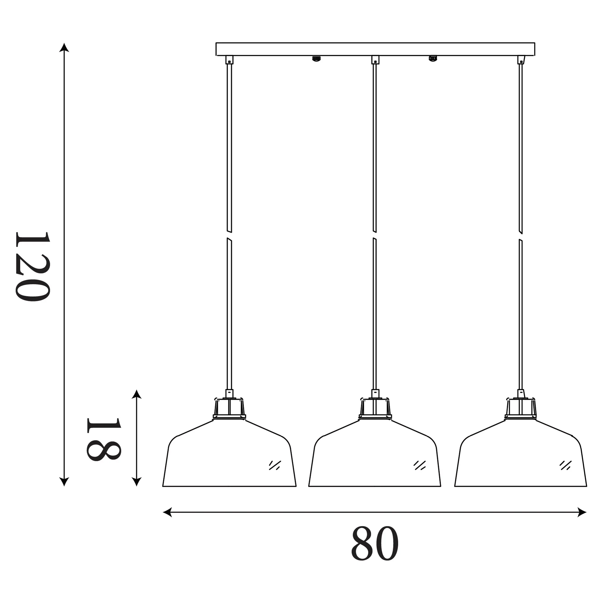 Odeon 3Lt Bar Pendant - Grey Metal & Glass - Image 2