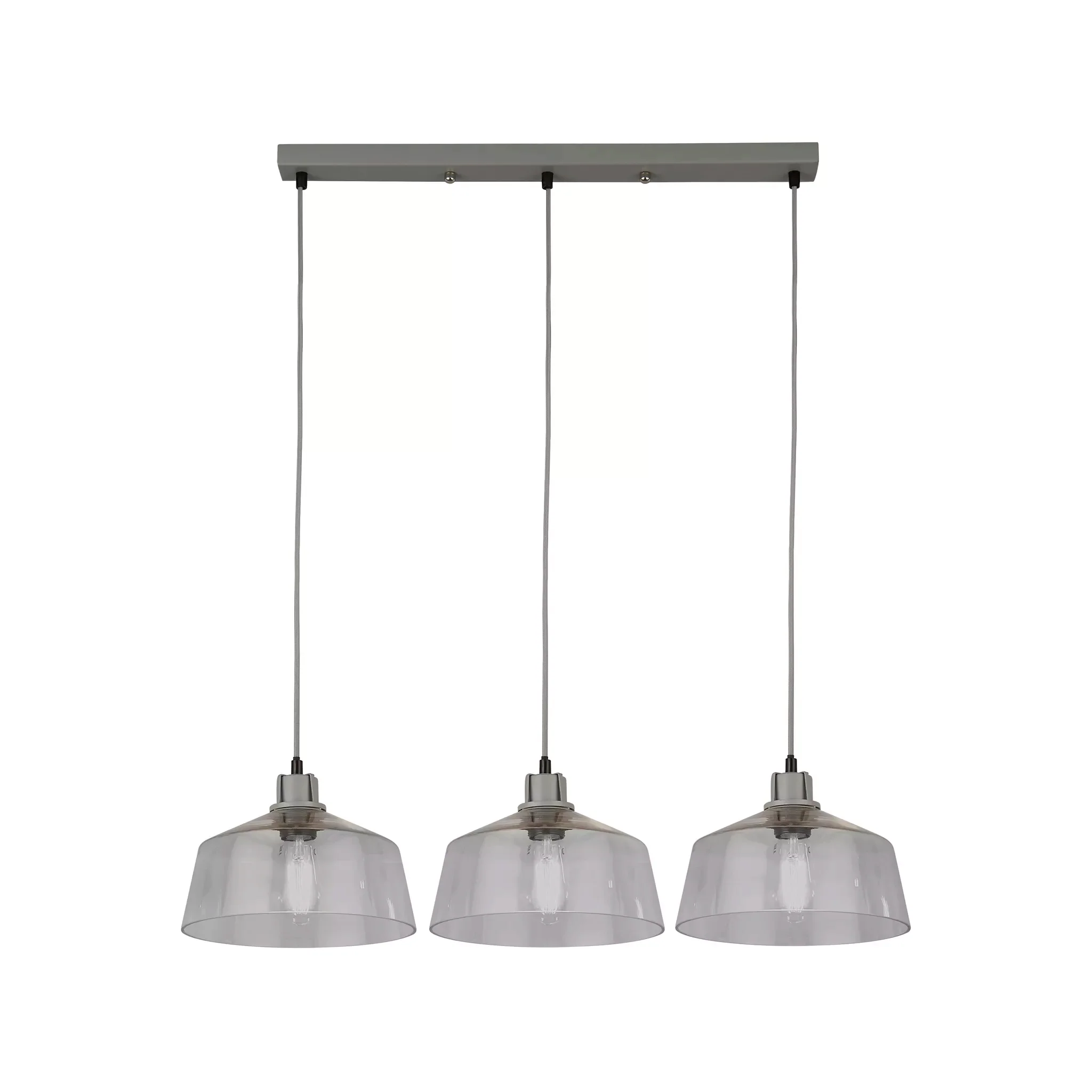 Odeon 3Lt Bar Pendant - Grey Metal & Glass - Image 5