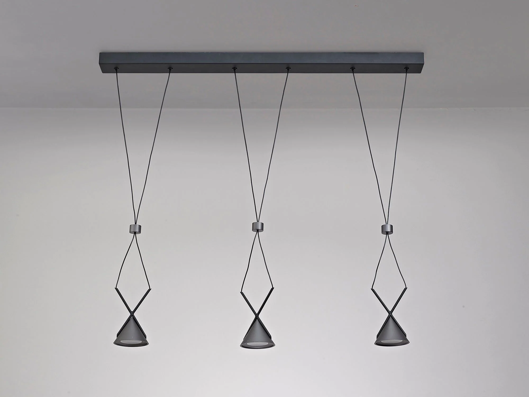 Xander Bar Linear Pendant 3 Light, 3 x 3W LED, 3000K, 350lm, Sand Black/Grey, 3yrs Warranty - Image 2