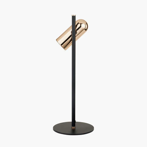 Xena Black and Rose Gold Metal LED Table Lamp - Image 2