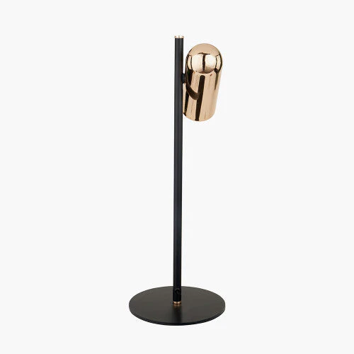 Xena Black and Rose Gold Metal LED Table Lamp - Image 3