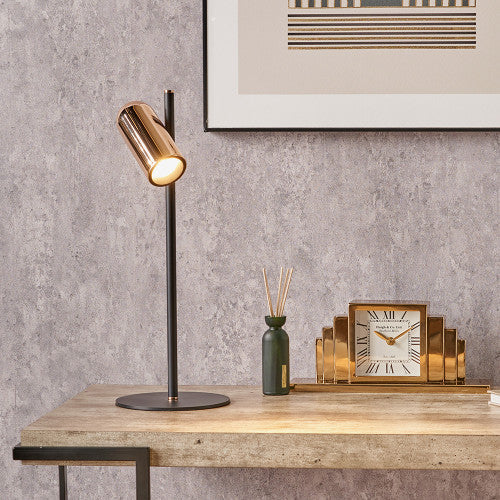 Xena Black and Rose Gold Metal LED Table Lamp - Image 7