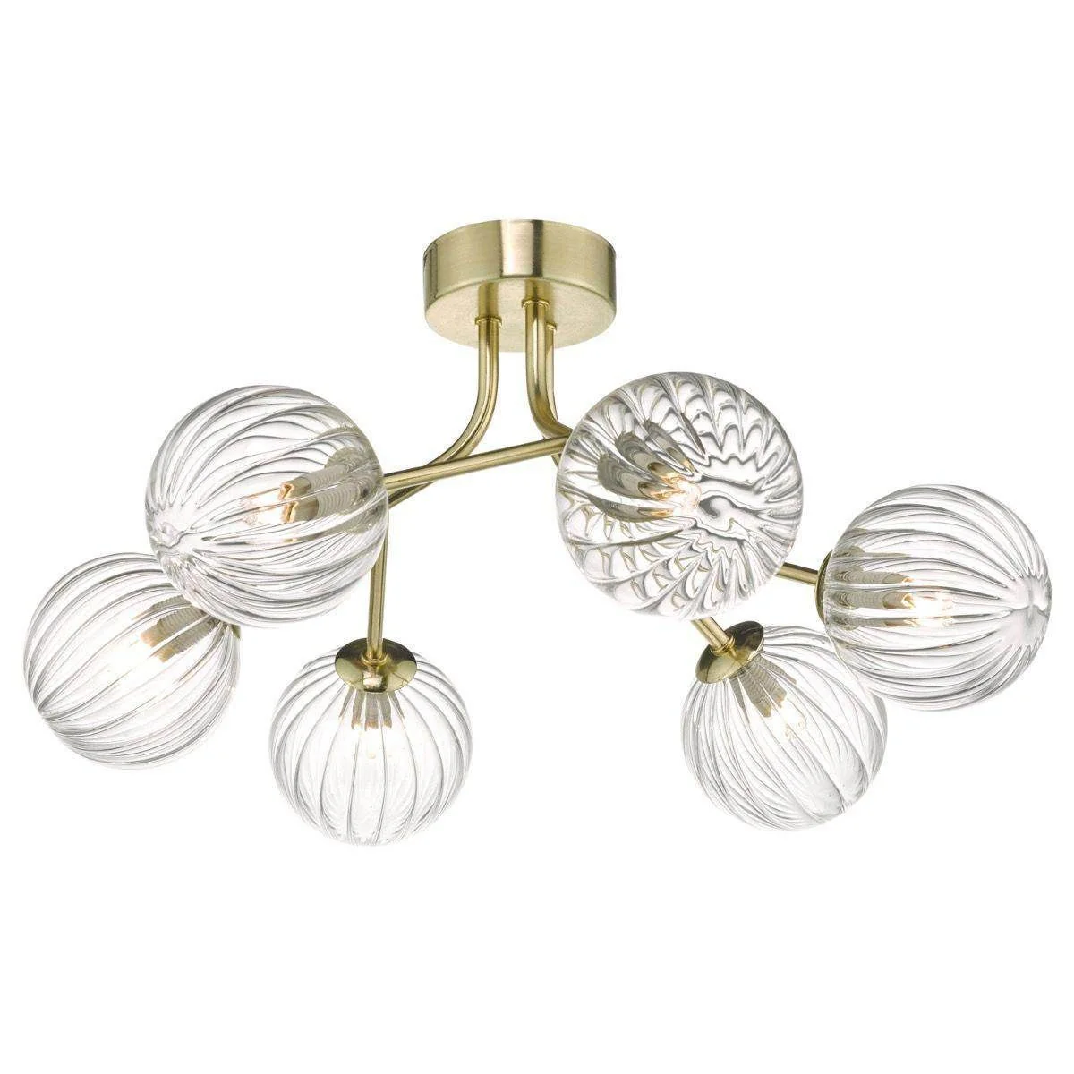 Yiska 6Lt Semi Flush Ceiling Light - Polished Chrome Ribbed Glass Finish - Image 6