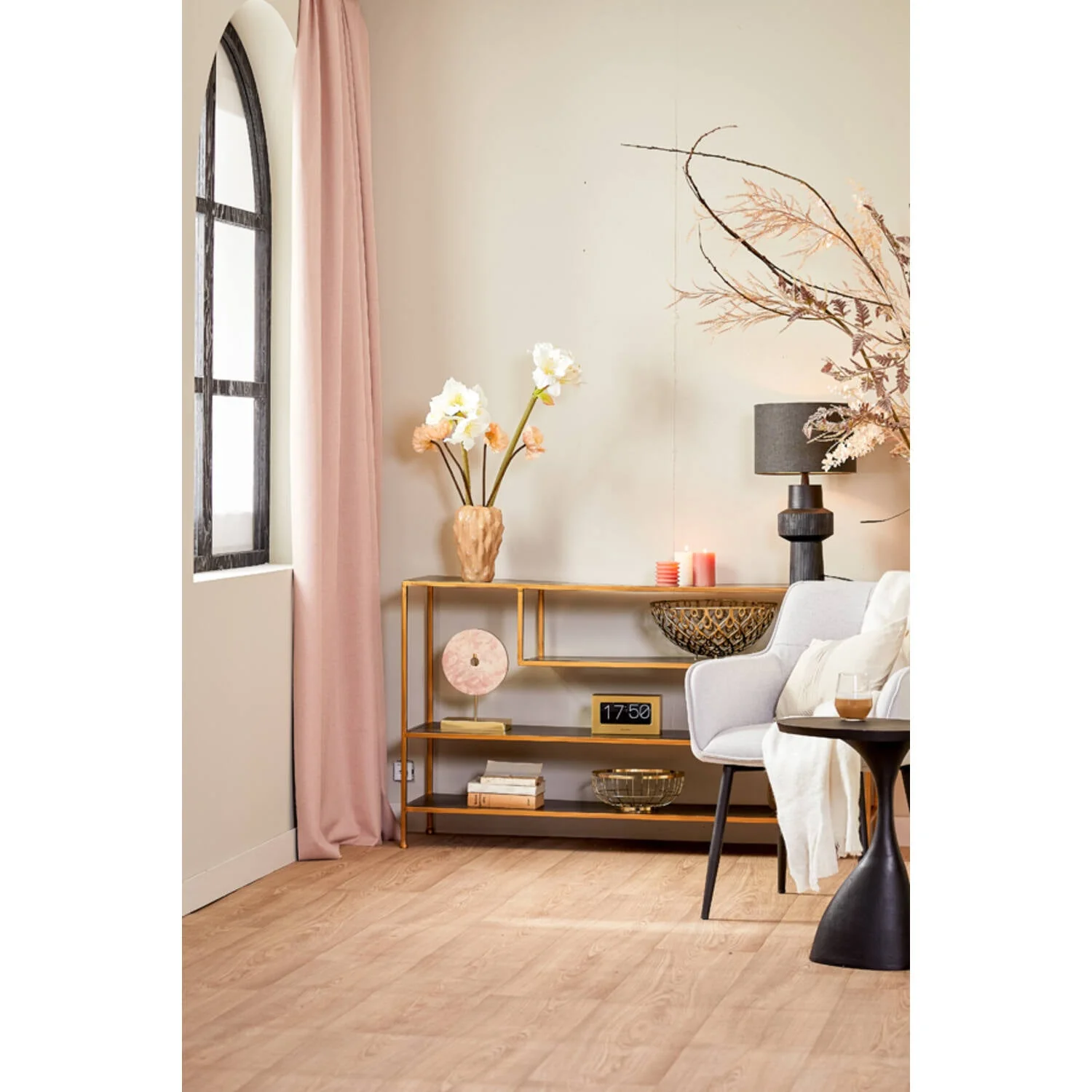 Ylaya Console Antique Black/ Matt Black & Gold - Image 8