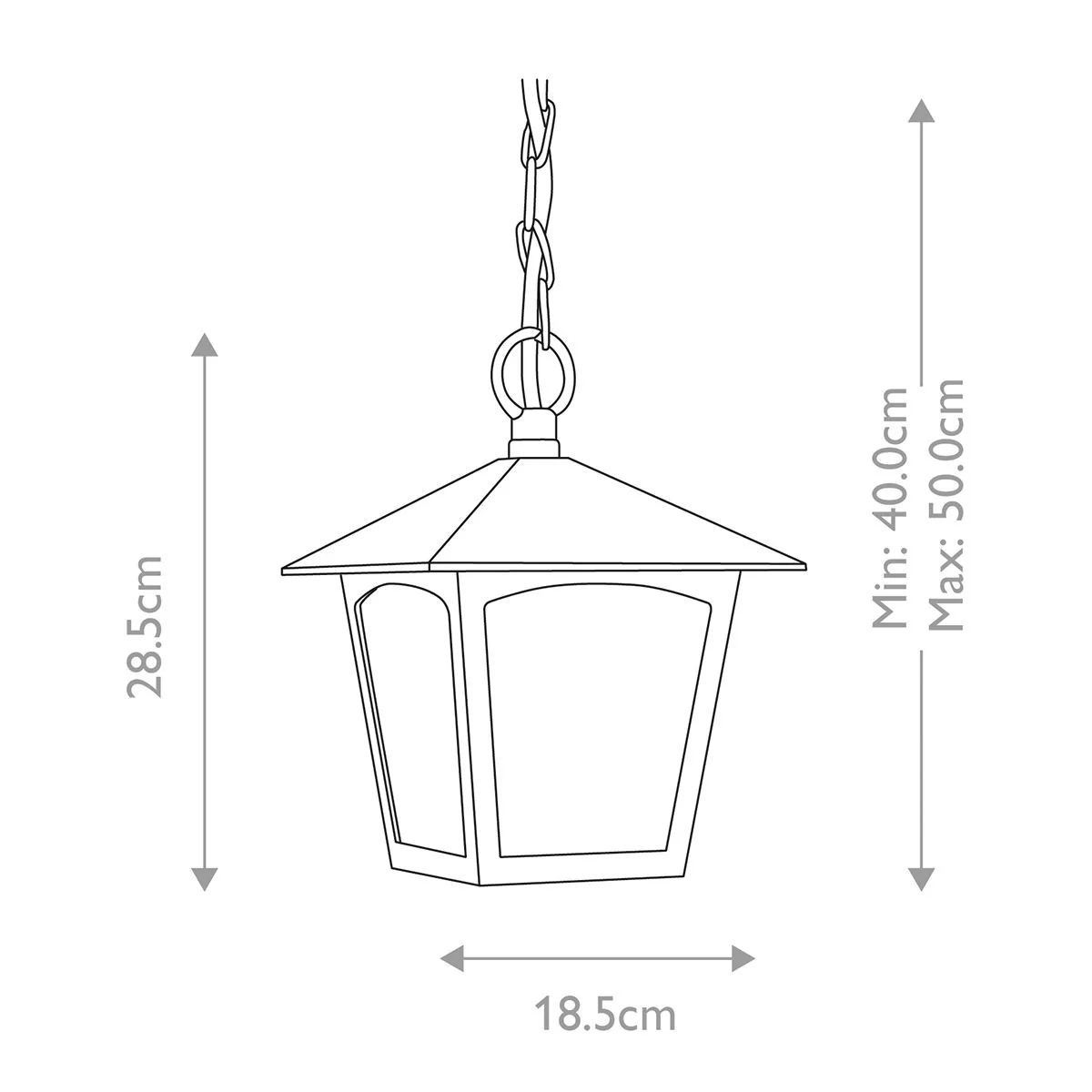 York 1 Light Porch Chain Lantern - Black IP23 E27 - Image 5