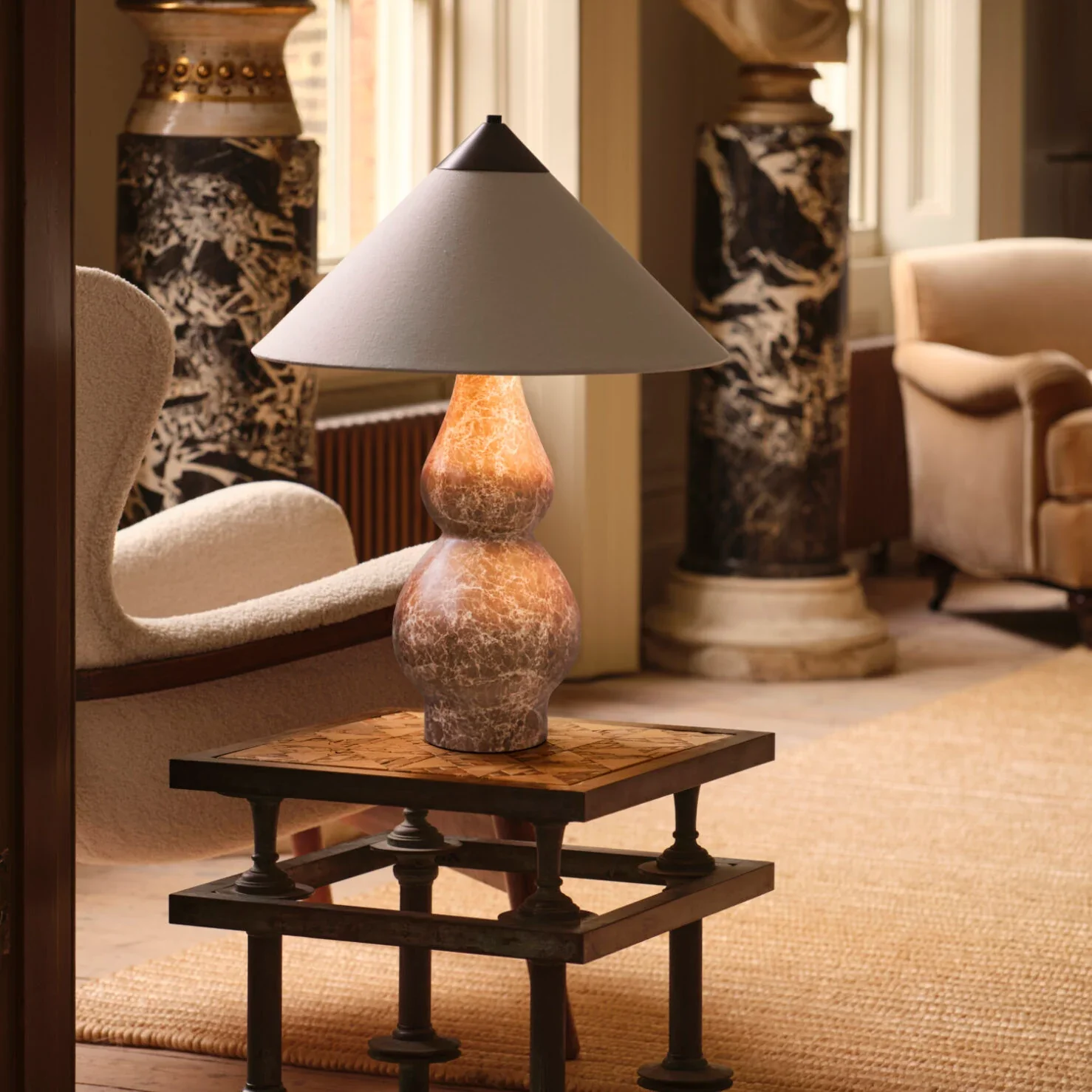 Yuki Table Lamp- Beige/ Green Finishes - Image 8