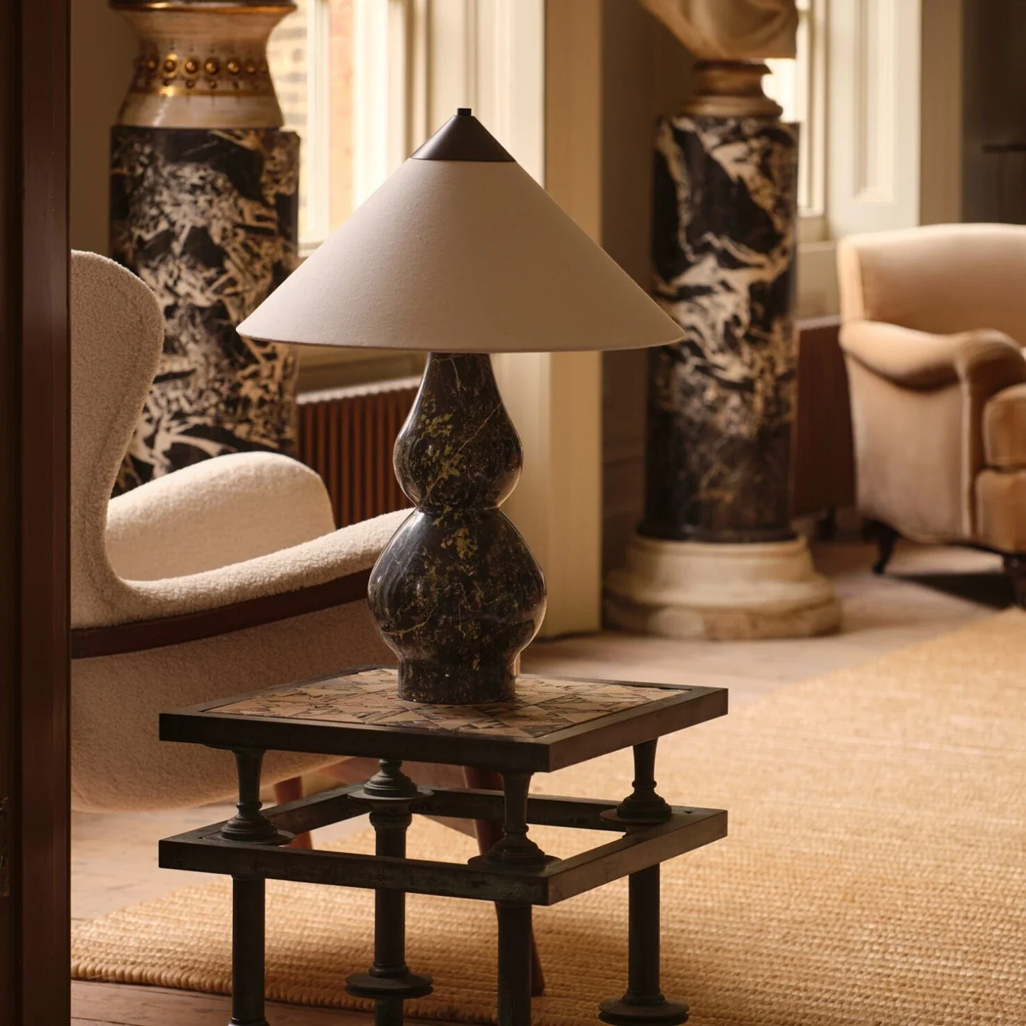 Yuki Table Lamp- Beige/ Green Finishes - Image 9