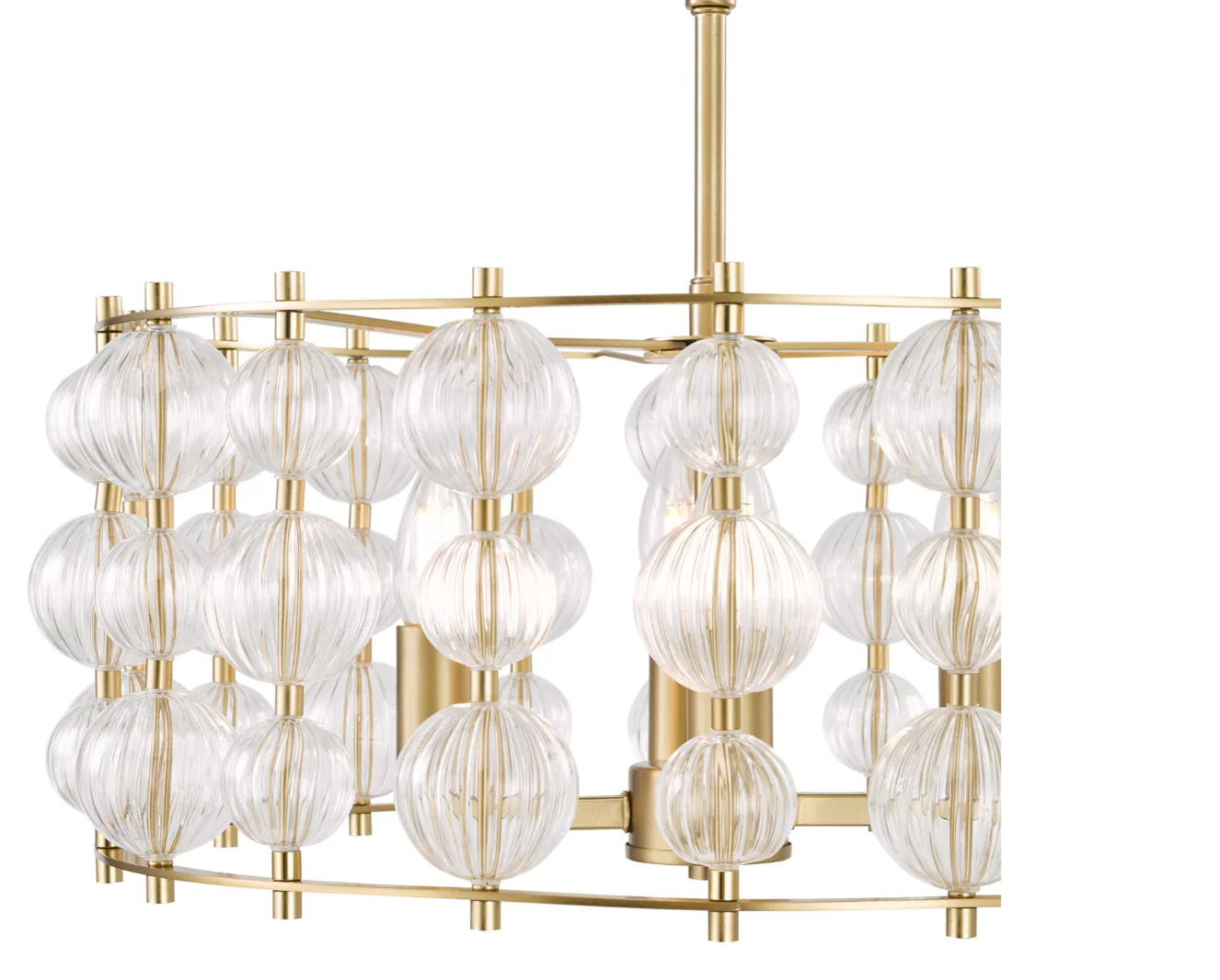 Yuridia 4 Light Pendant Satin Gold and Ribbed Glass - Image 2