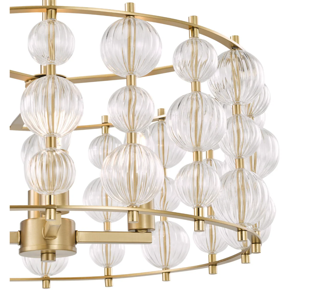 Yuridia 4 Light Pendant Satin Gold and Ribbed Glass - Image 3