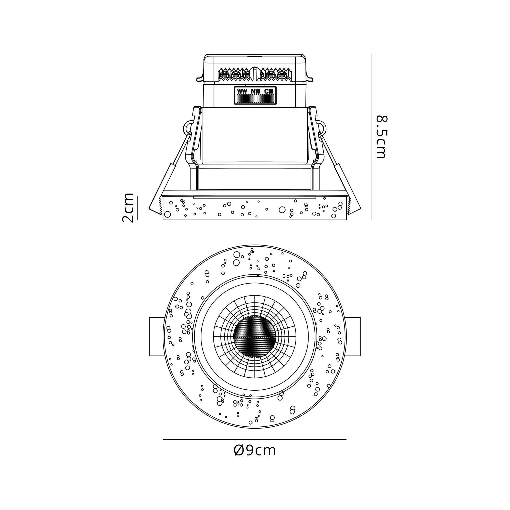 Zafira 8W IP65 Crystal Bubble Fire-Rated Downlight - Round - Image 6