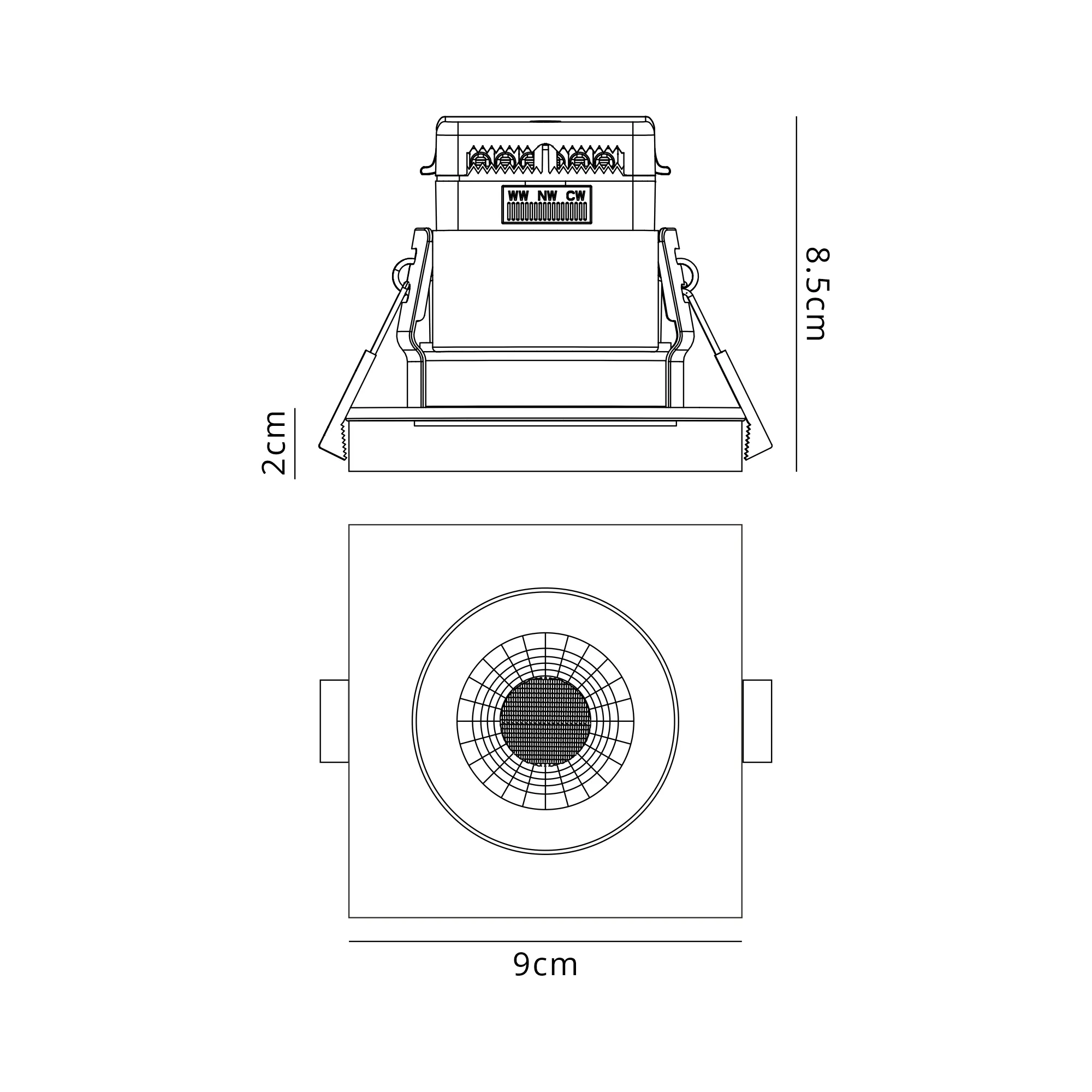 Zarya 8W IP65 Crystal Fire-Rated Downlight - Square - Image 9