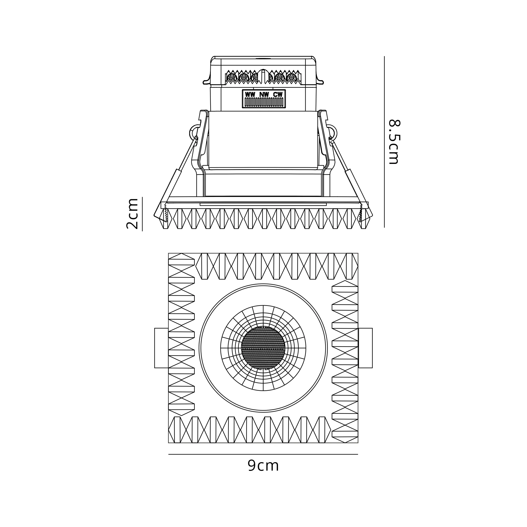Zarya 8W IP65 Crystal Fire-Rated Downlight - Square Crystals - Image 17