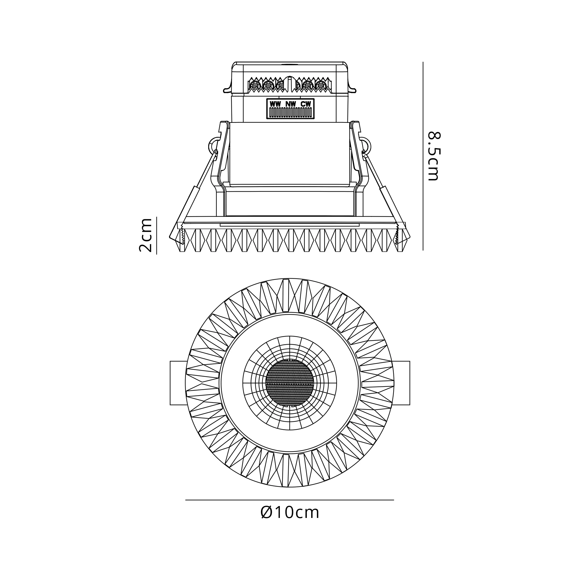 Zarya 8W IP65 Crystal Fire-Rated Downlight - Square Crystals - Image 8