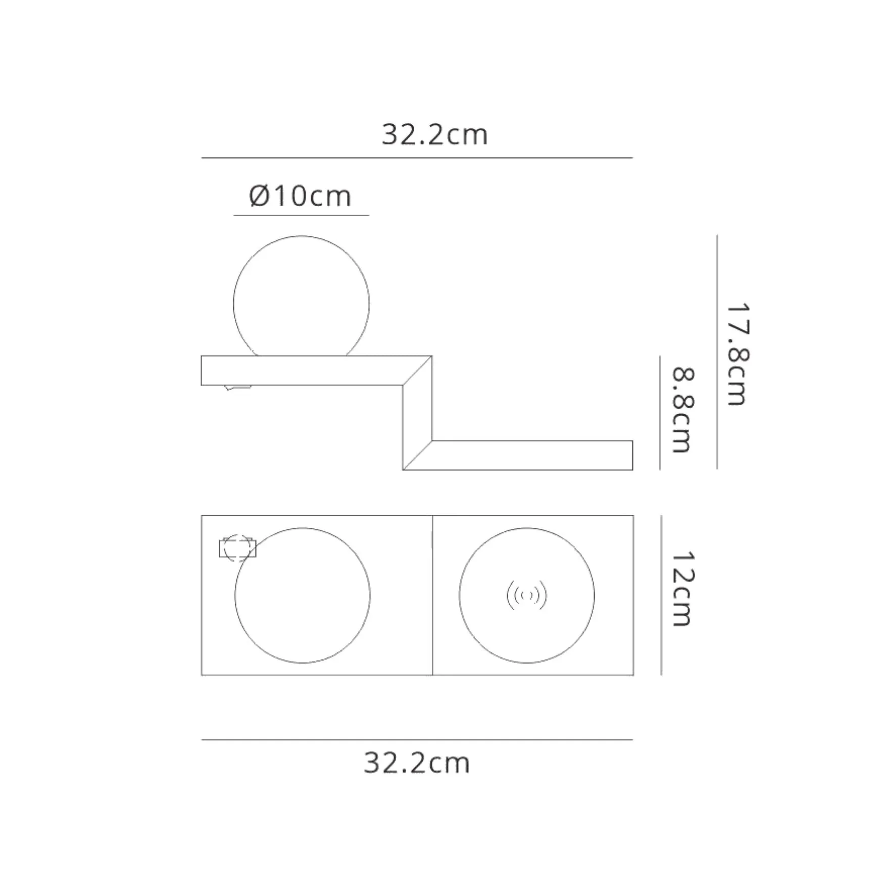 Zanzibar Wireless Charger Wall Light - Black/White - Image 2