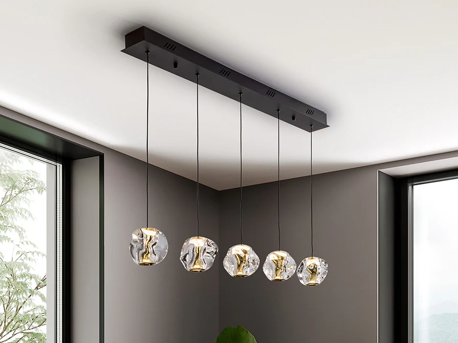 Zaria 5Lt Kitchen Island Light- Black/Gold/Clear Dimmable - Image 2
