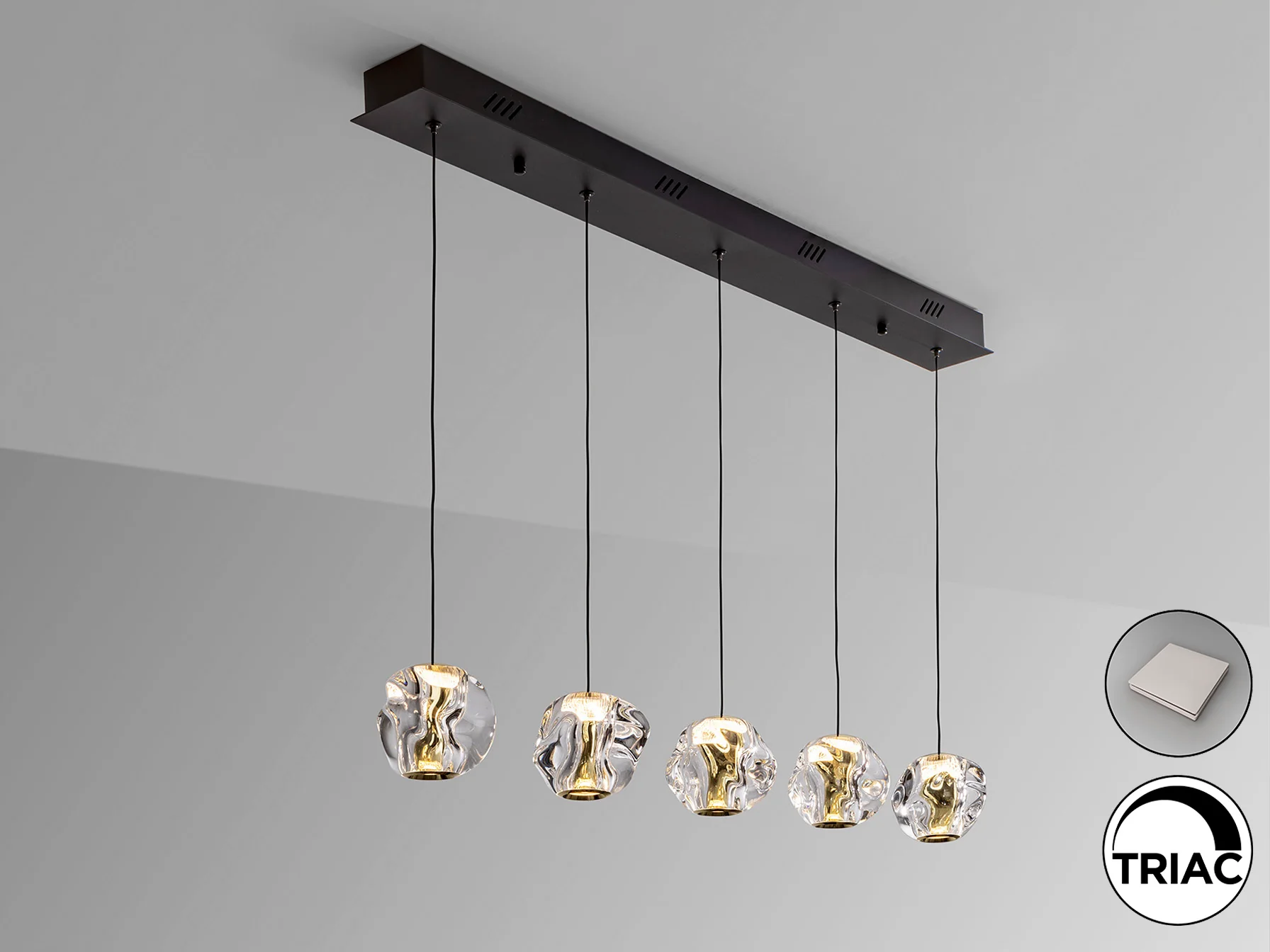 Zaria 5Lt Kitchen Island Light- Black/Gold/Clear Dimmable - Image 3