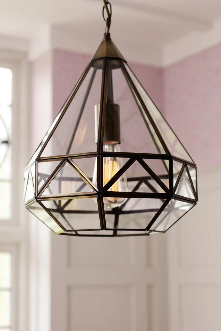Zaria Pendant Polished Silver/Antique Brass Glass - Image 5