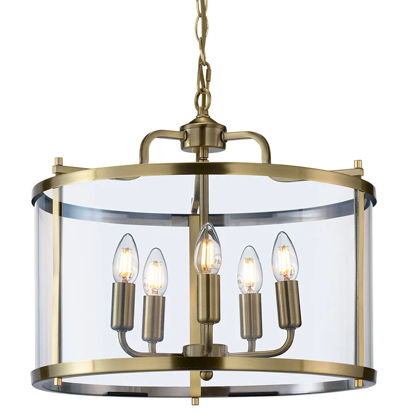 Zaros 3/5Lt Lantern - Antique Brass/ Polished Nickel Finish - Image 7