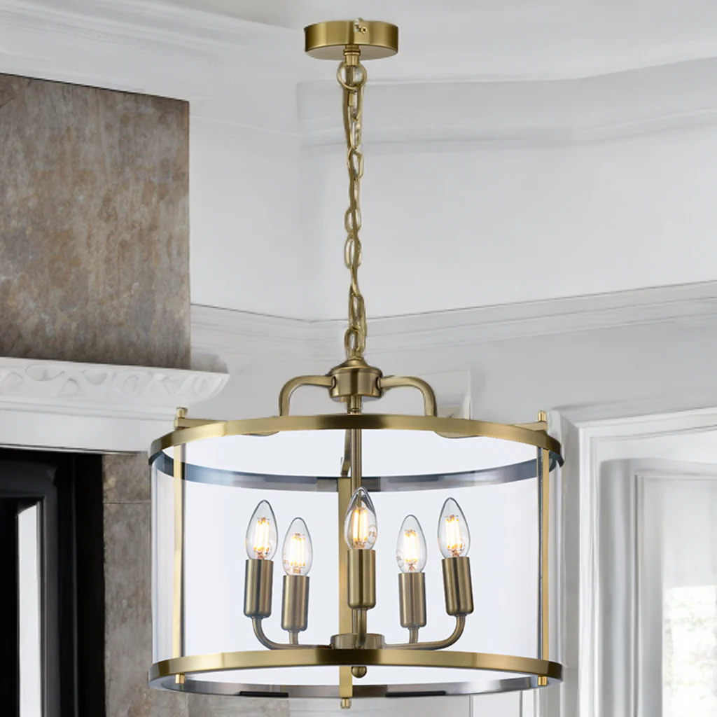 Zaros 3/5Lt Lantern - Antique Brass/ Polished Nickel Finish - Image 8