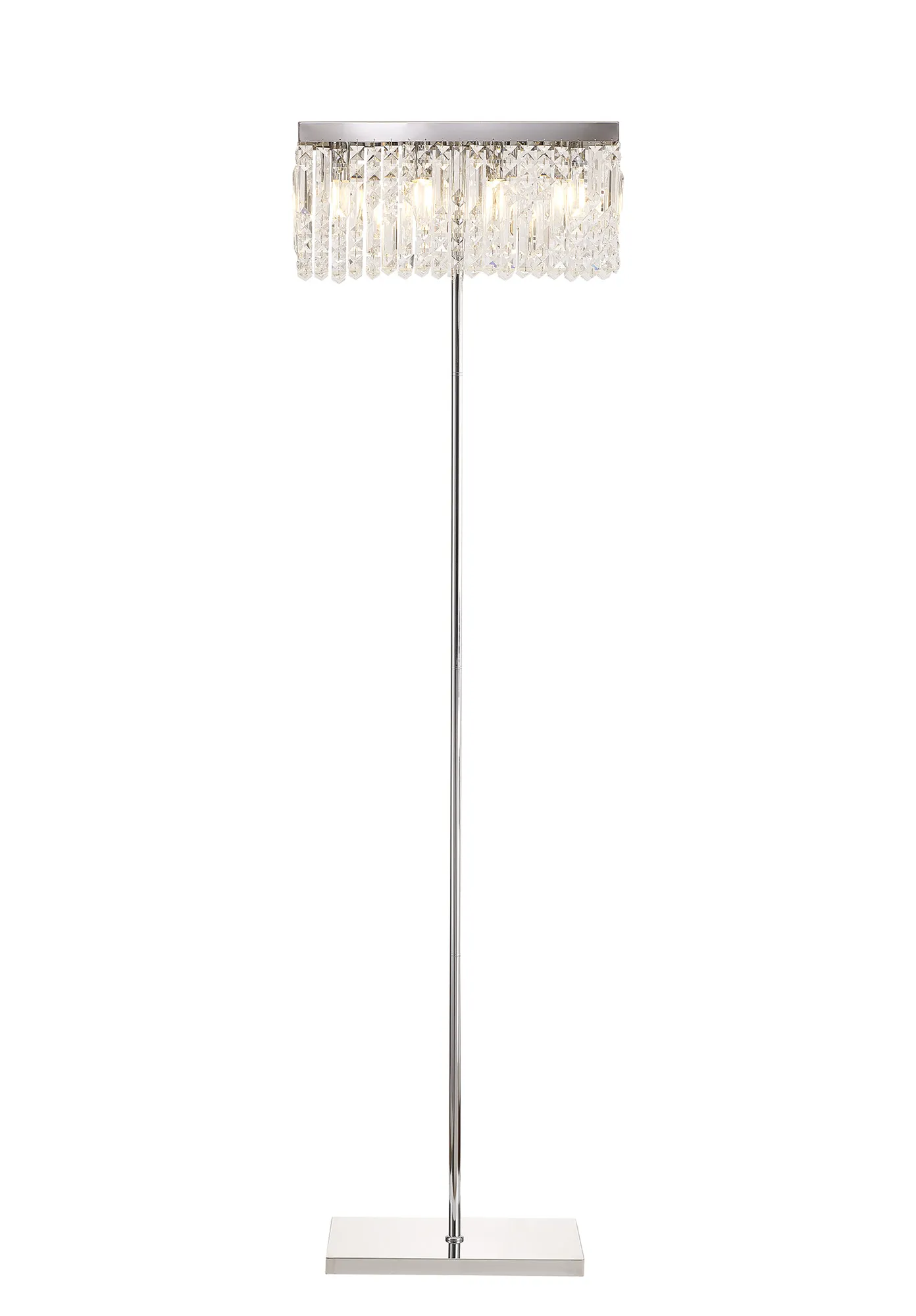 Ashby Rectangular Floor Lamp, E14, Polished Chrome / Gold Crystal Finishes - Image 2