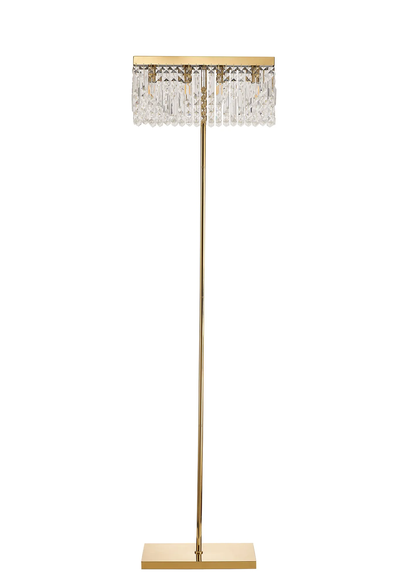 Ashby Rectangular Floor Lamp, E14, Polished Chrome / Gold Crystal Finishes - Image 3