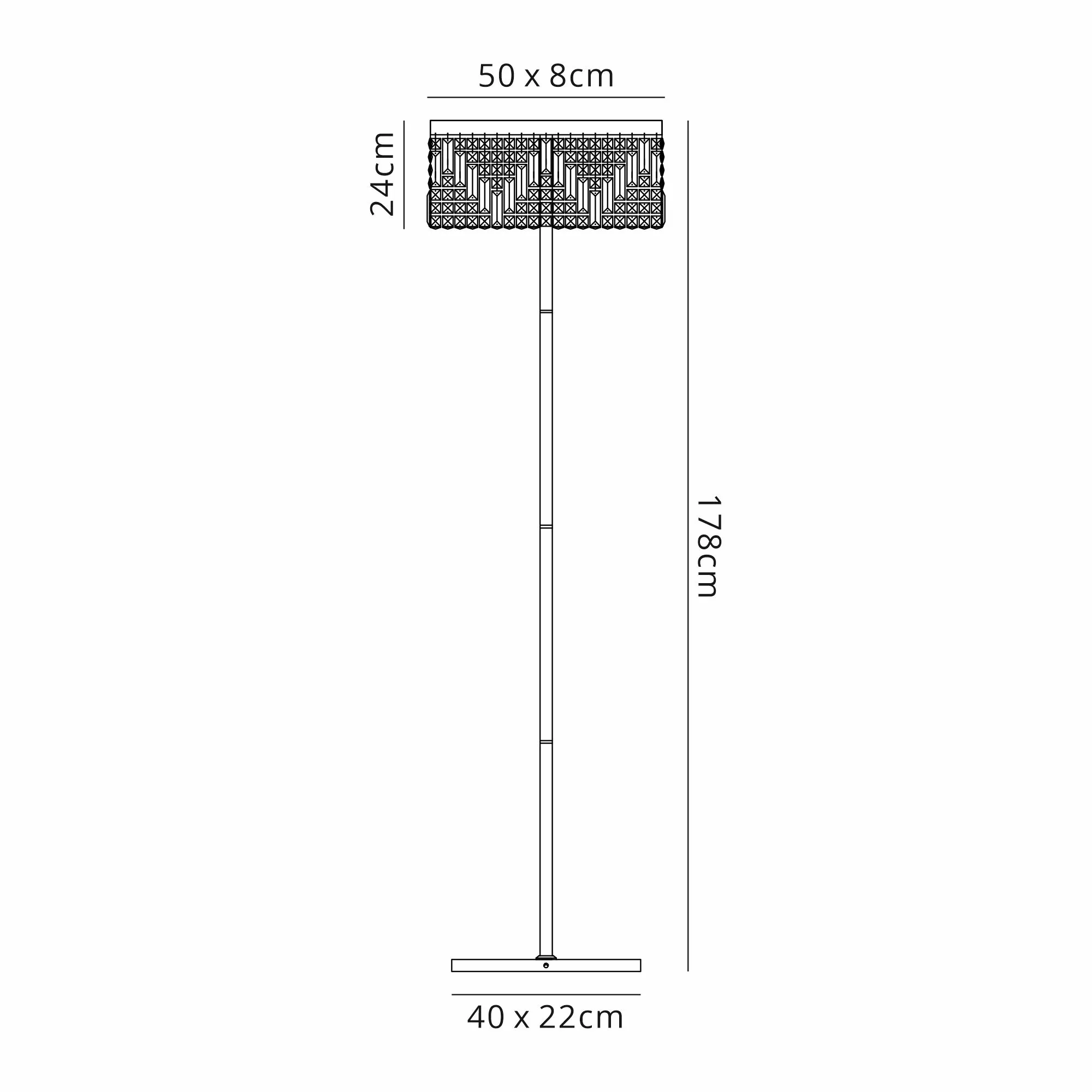 Ashby Rectangular Floor Lamp, E14, Polished Chrome / Gold Crystal Finishes - Image 4