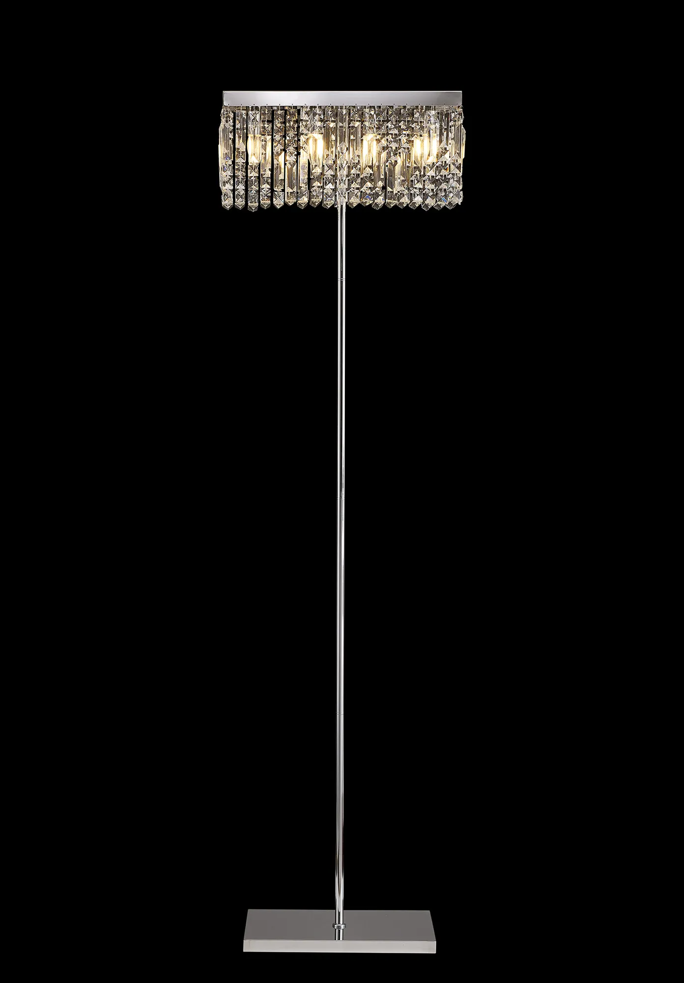 Ashby Rectangular Floor Lamp, E14, Polished Chrome / Gold Crystal Finishes - Image 6
