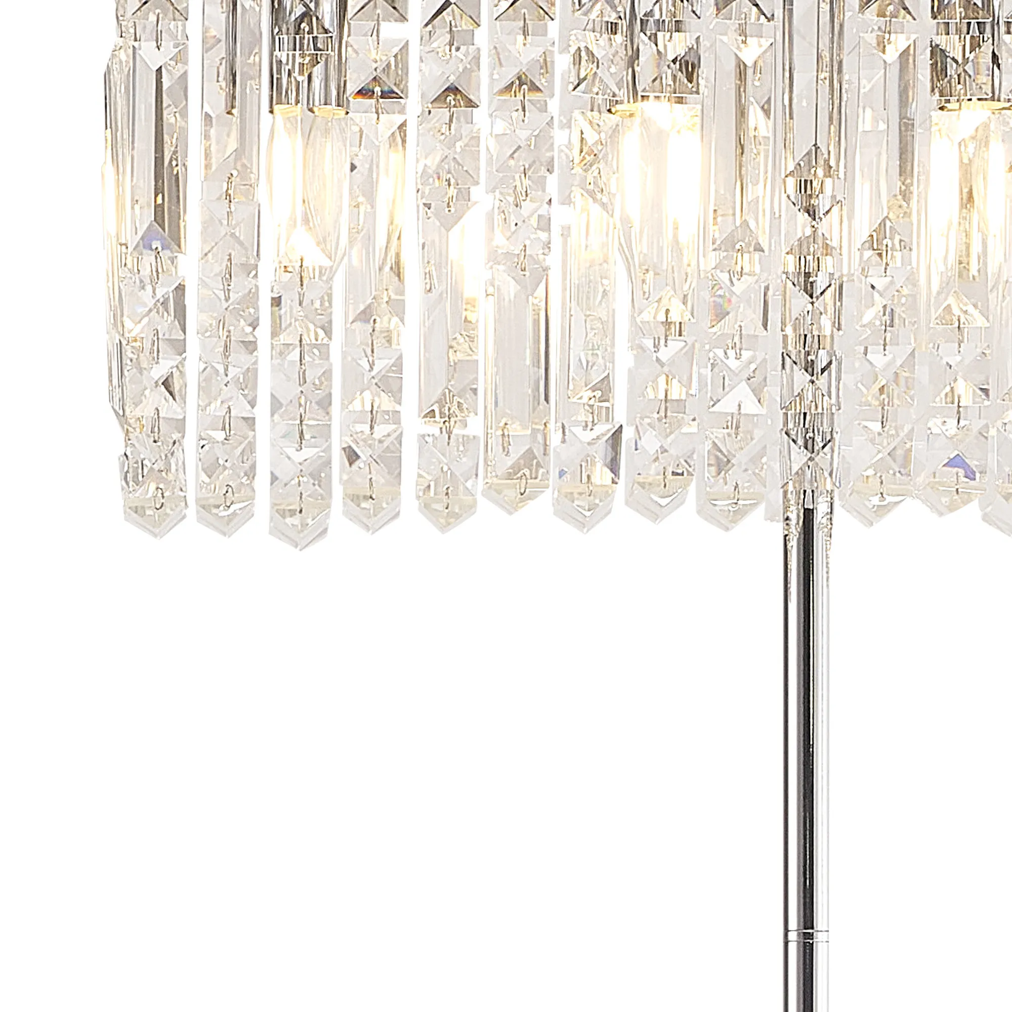 Ashby Rectangular Floor Lamp, E14, Polished Chrome / Gold Crystal Finishes - Image 7