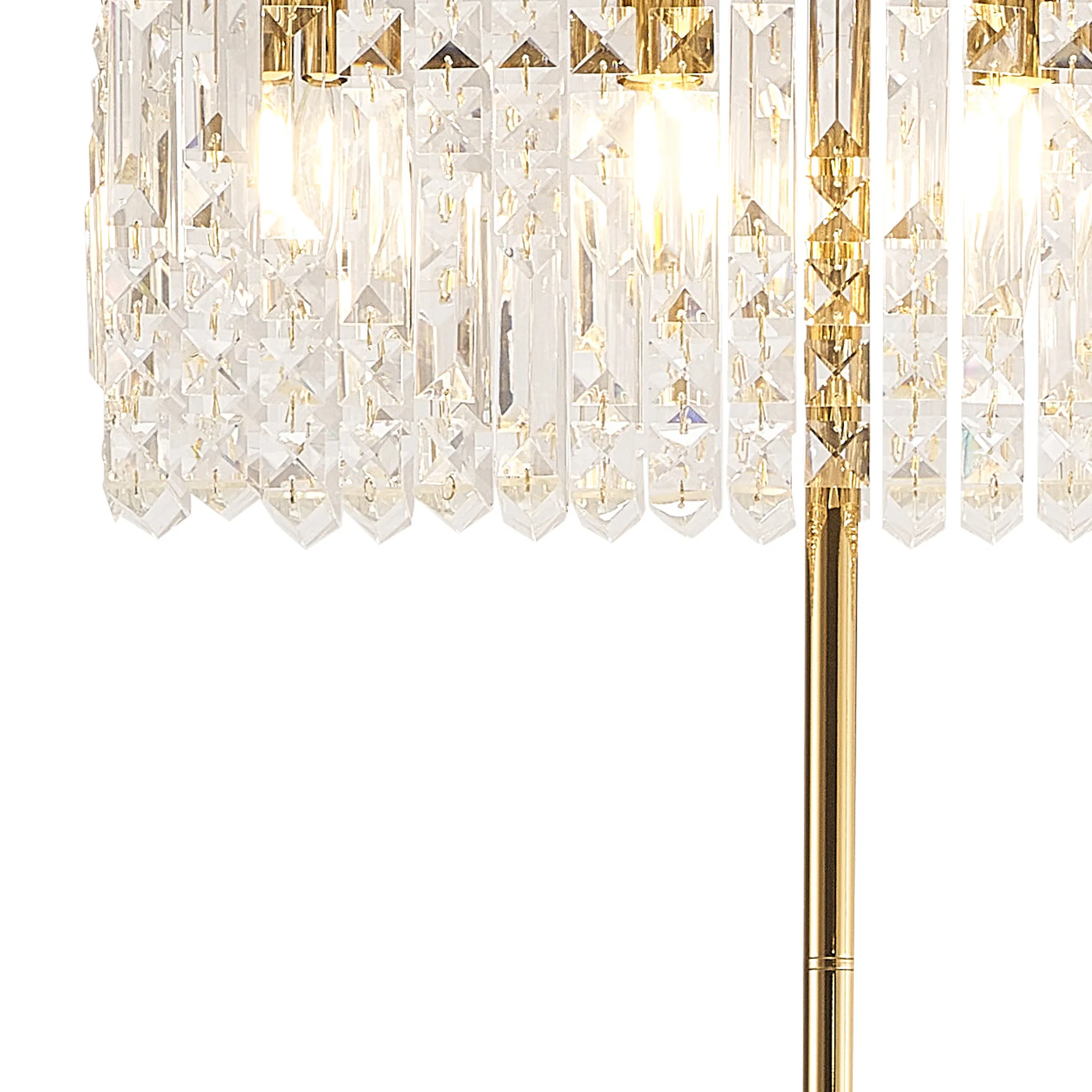 Ashby Rectangular Floor Lamp, E14, Polished Chrome / Gold Crystal Finishes - Image 9