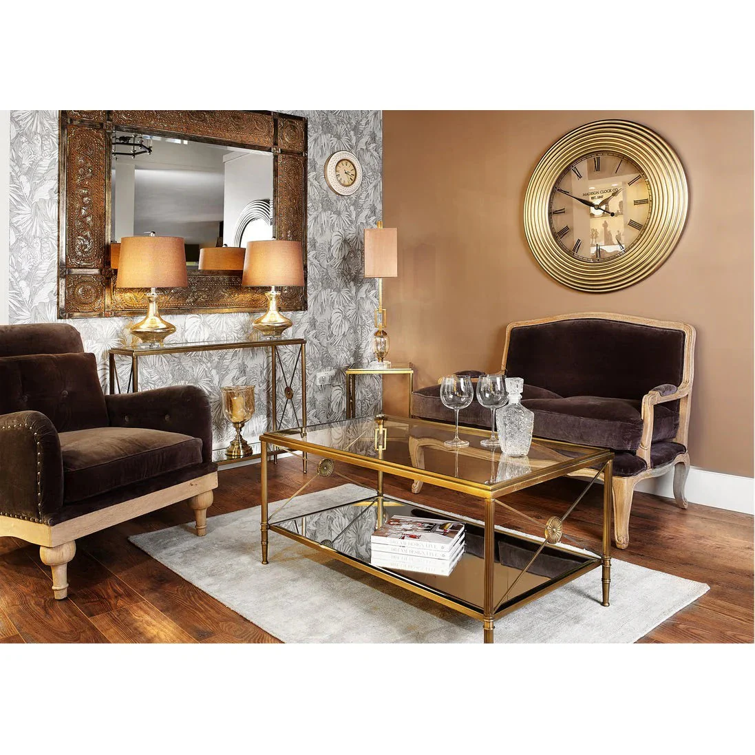 Zena Lamp Set of 2 - Gold Crushed Mercury Glass & Rich Bronze Finish - Image 3