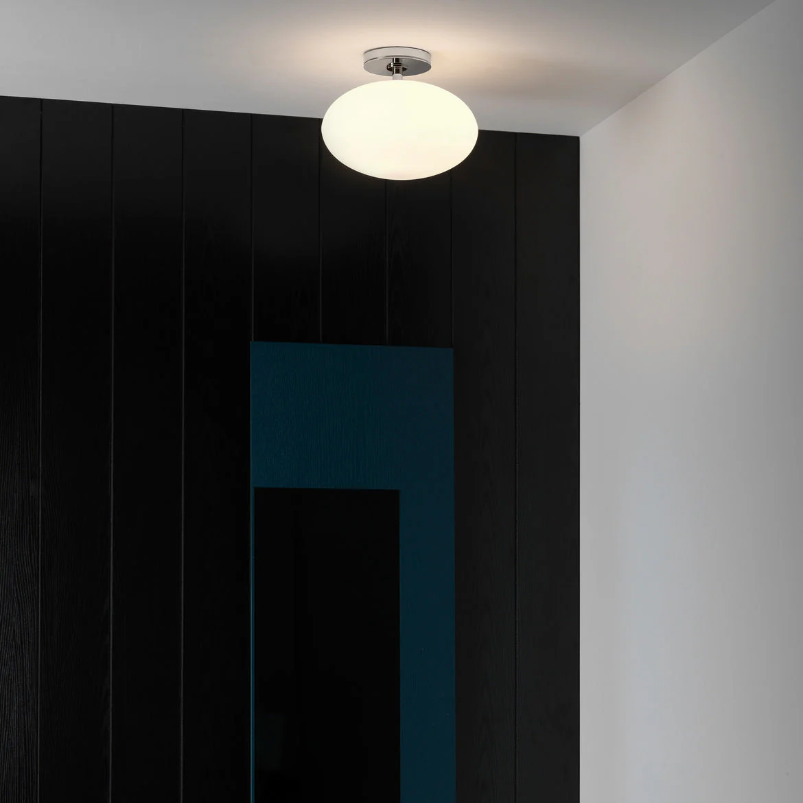 Zeppo Ceiling Light IP44 - Matt Black/Polished Chrome - Image 6