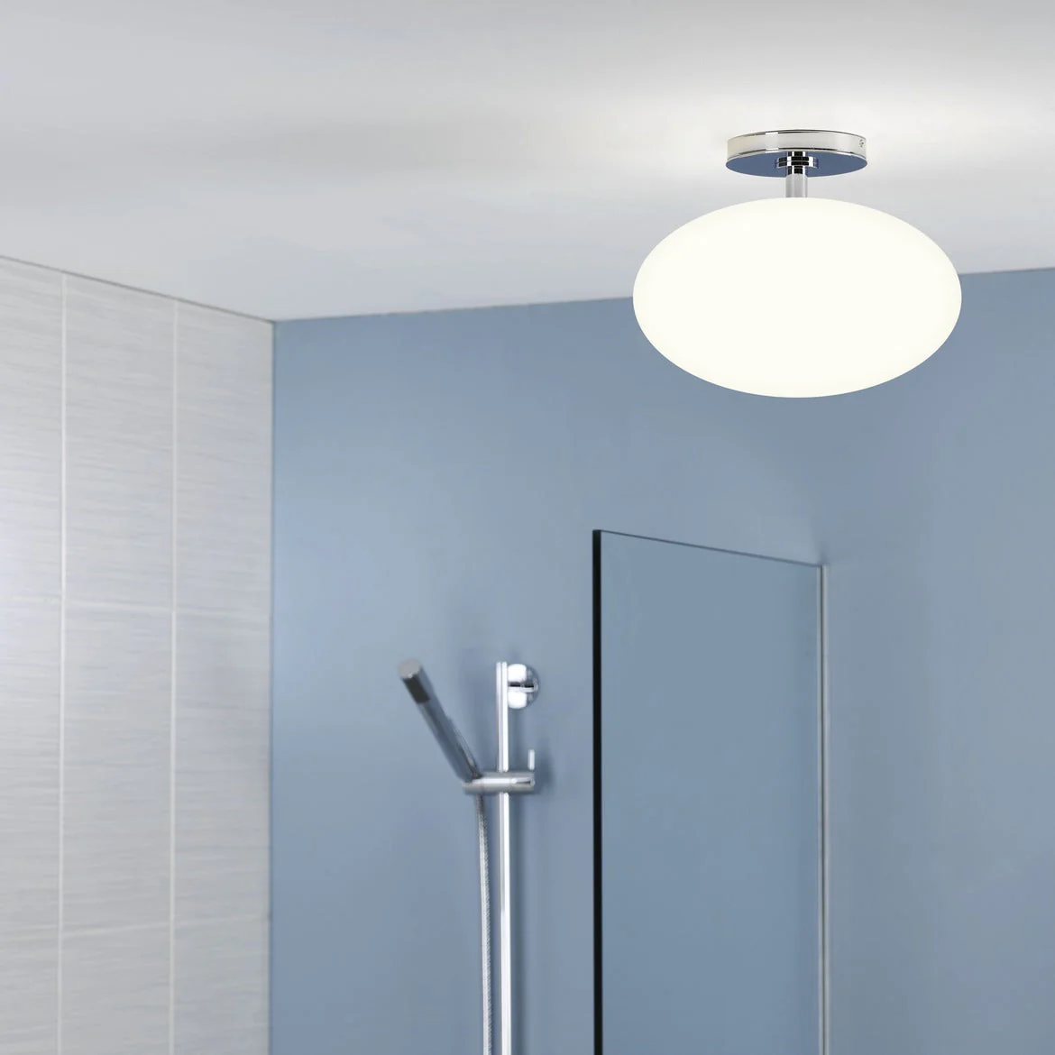 Zeppo Ceiling Light IP44 - Matt Black/Polished Chrome - Image 7