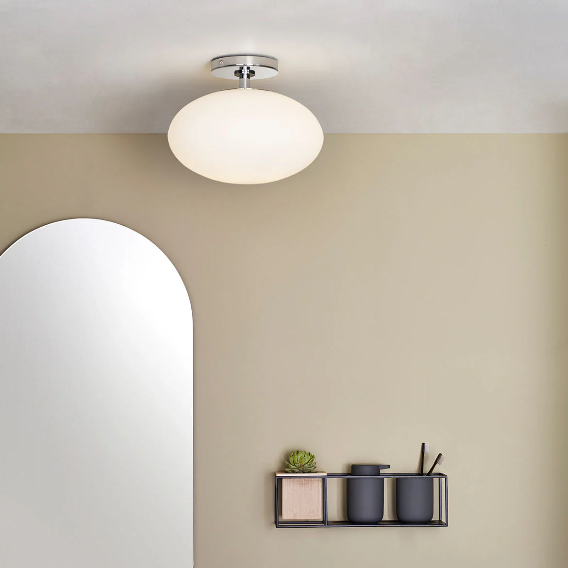 Zeppo Ceiling Light IP44 - Matt Black/Polished Chrome - Image 8
