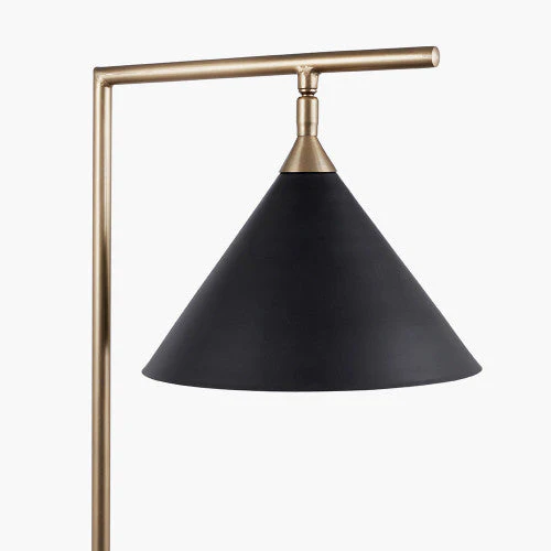 Zeta Matt Black and Antique Brass Floor Lamp - Image 2