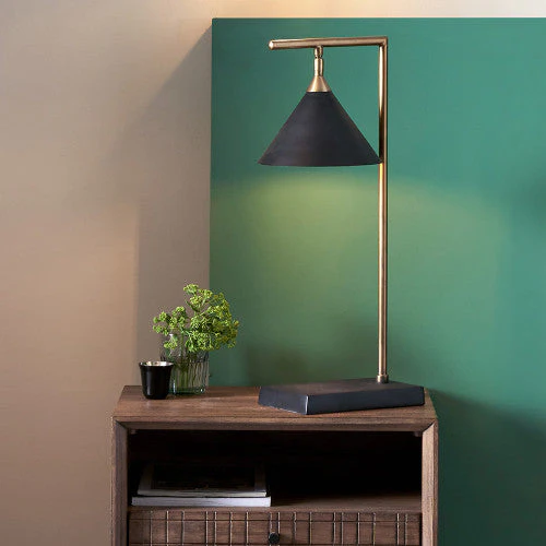 Zeta Matt Black and Antique Brass Table Lamp - Image 3