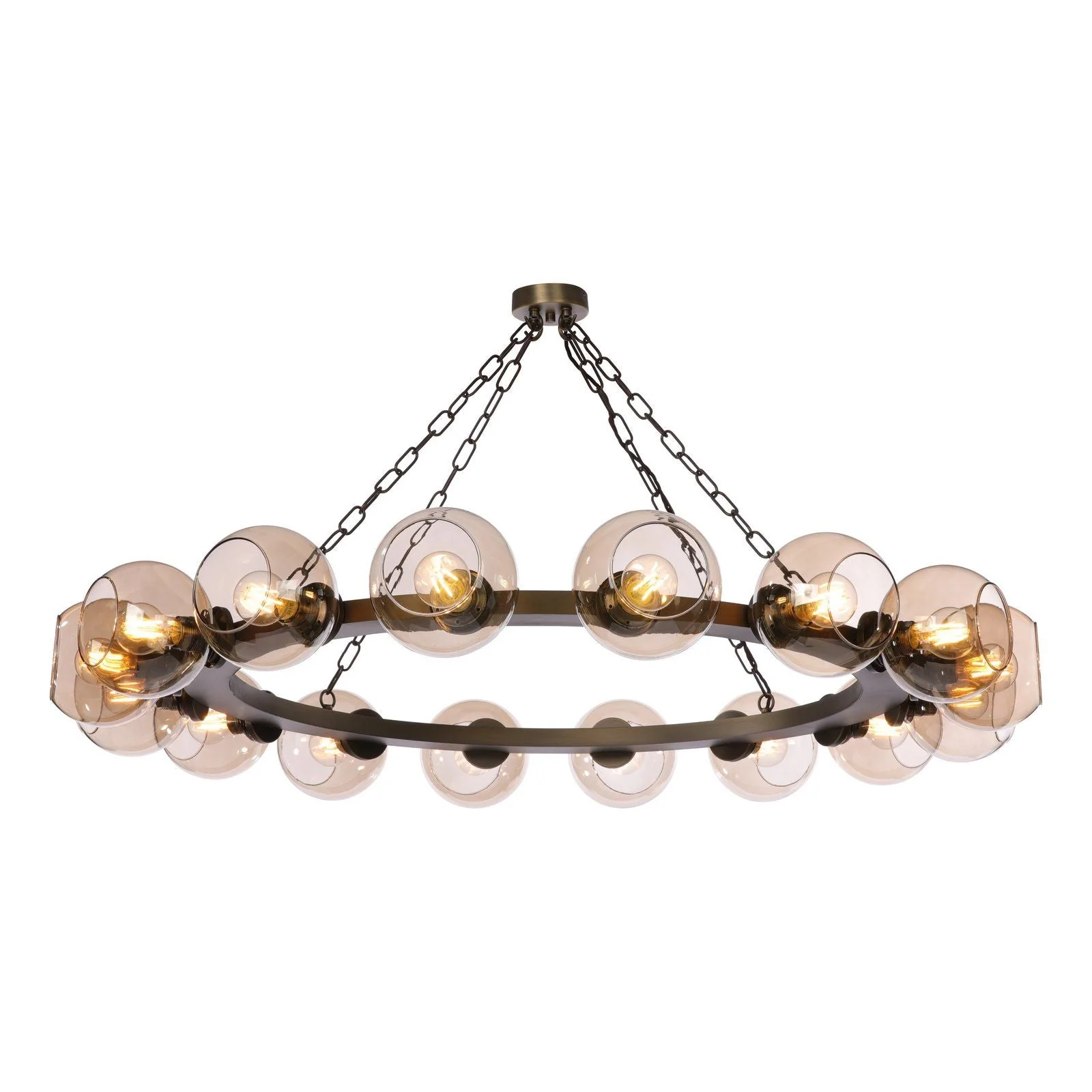 Zeus 8/16 Light Pendant Antique Brass and Amber Glass - Image 2