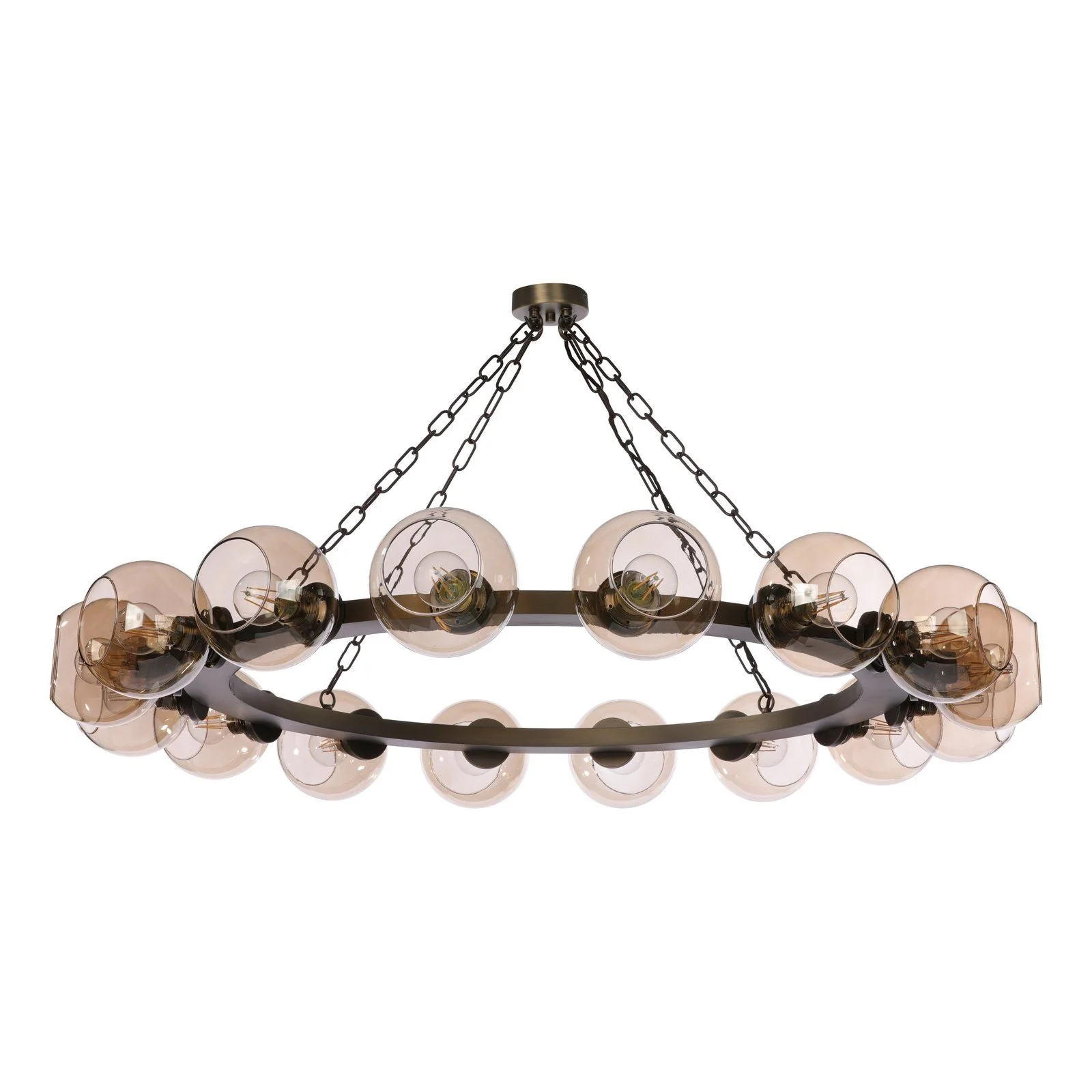 Zeus 8/16 Light Pendant Antique Brass and Amber Glass - Image 4