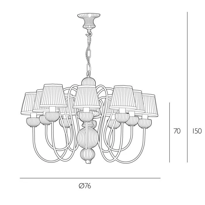 Zhivago 10 Light Armed Pendant  Fitting Only - Various Finishes - Image 2