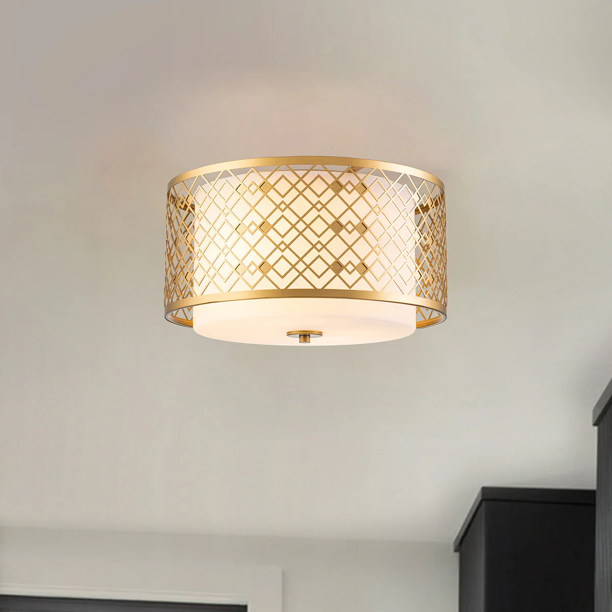 Ziggy 2lt Medium Flush - Lacquered Gold/ Lacquered Silver - Image 2