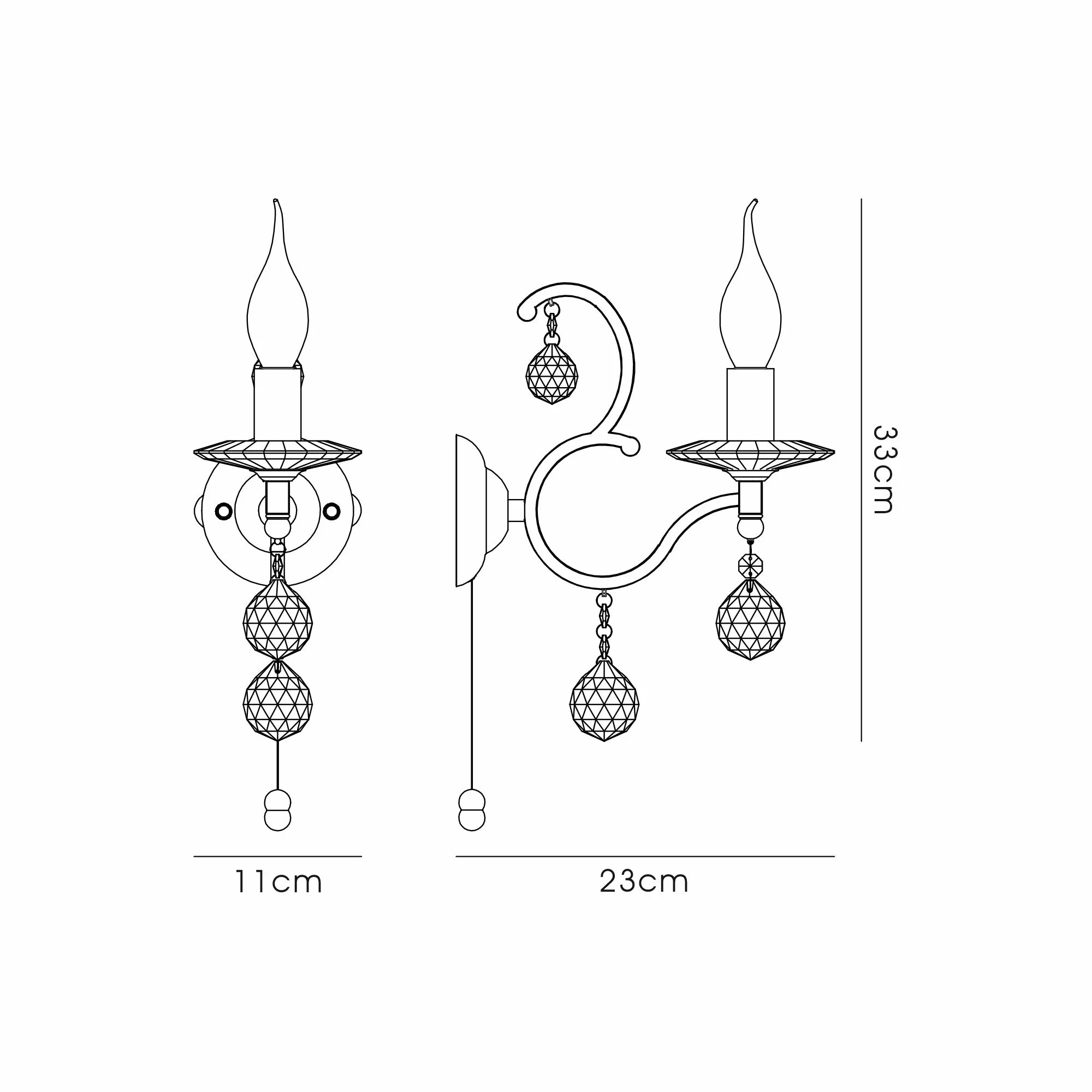 Zinta 1/2Lt Wall Lamp E14 Switched- Various Finishes - Image 12
