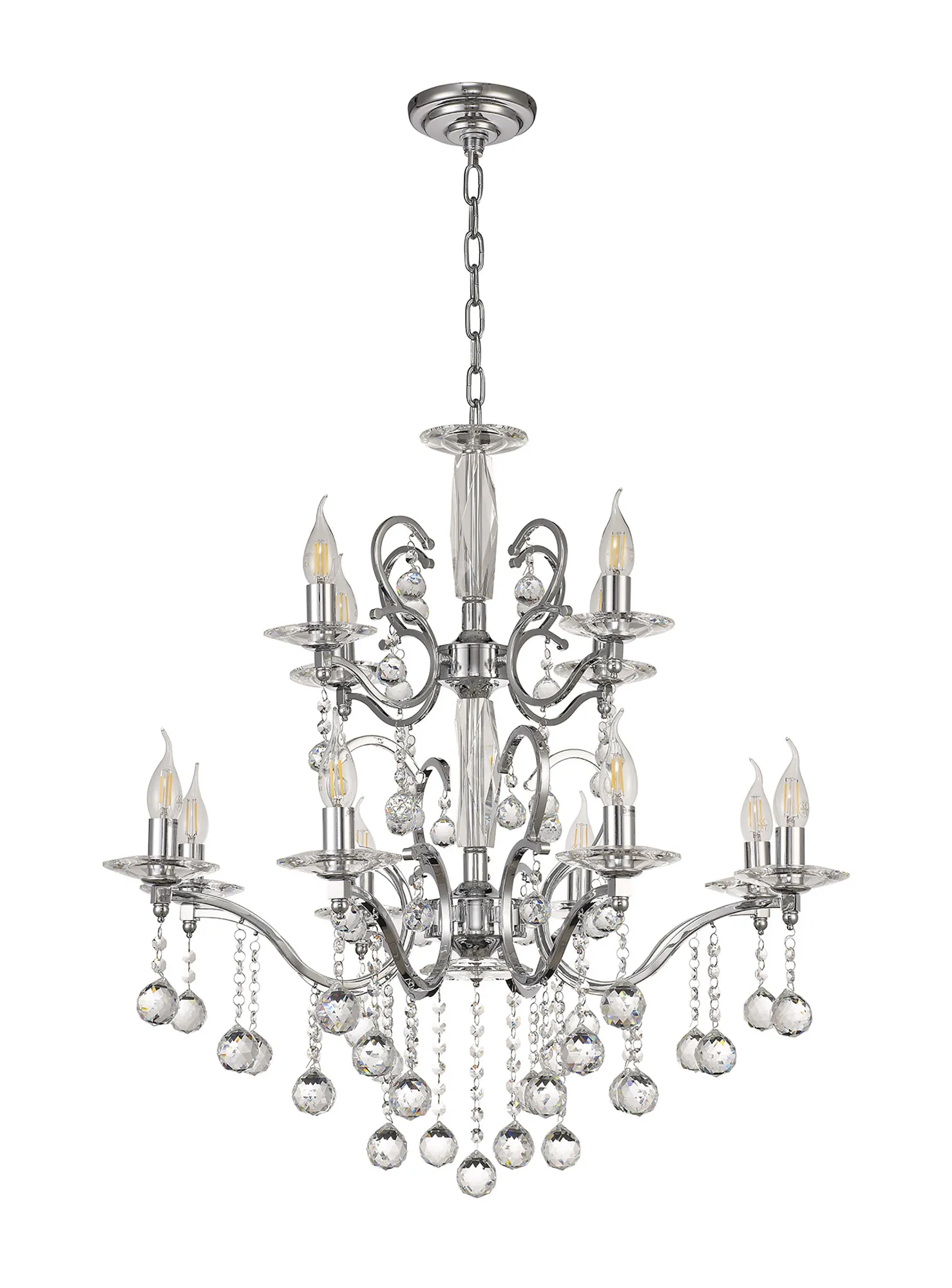 Zinta 12/22Lt, 2/3 Tier Crystal Chandelier - Various Finishes