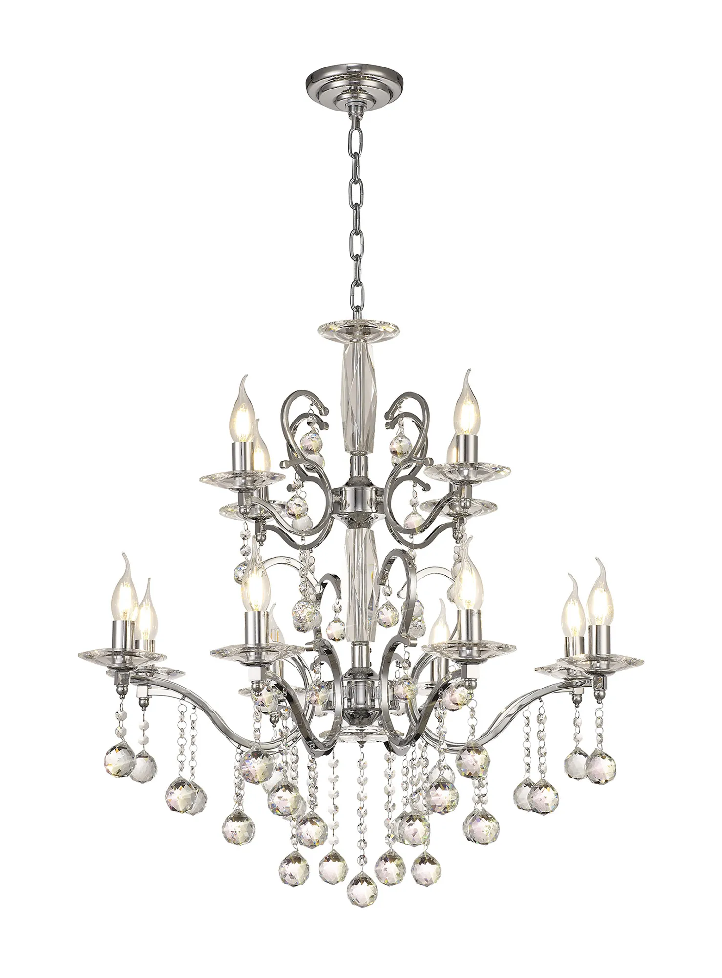 Zinta 12/22Lt, 2/3 Tier Crystal Chandelier - Various Finishes - Image 12