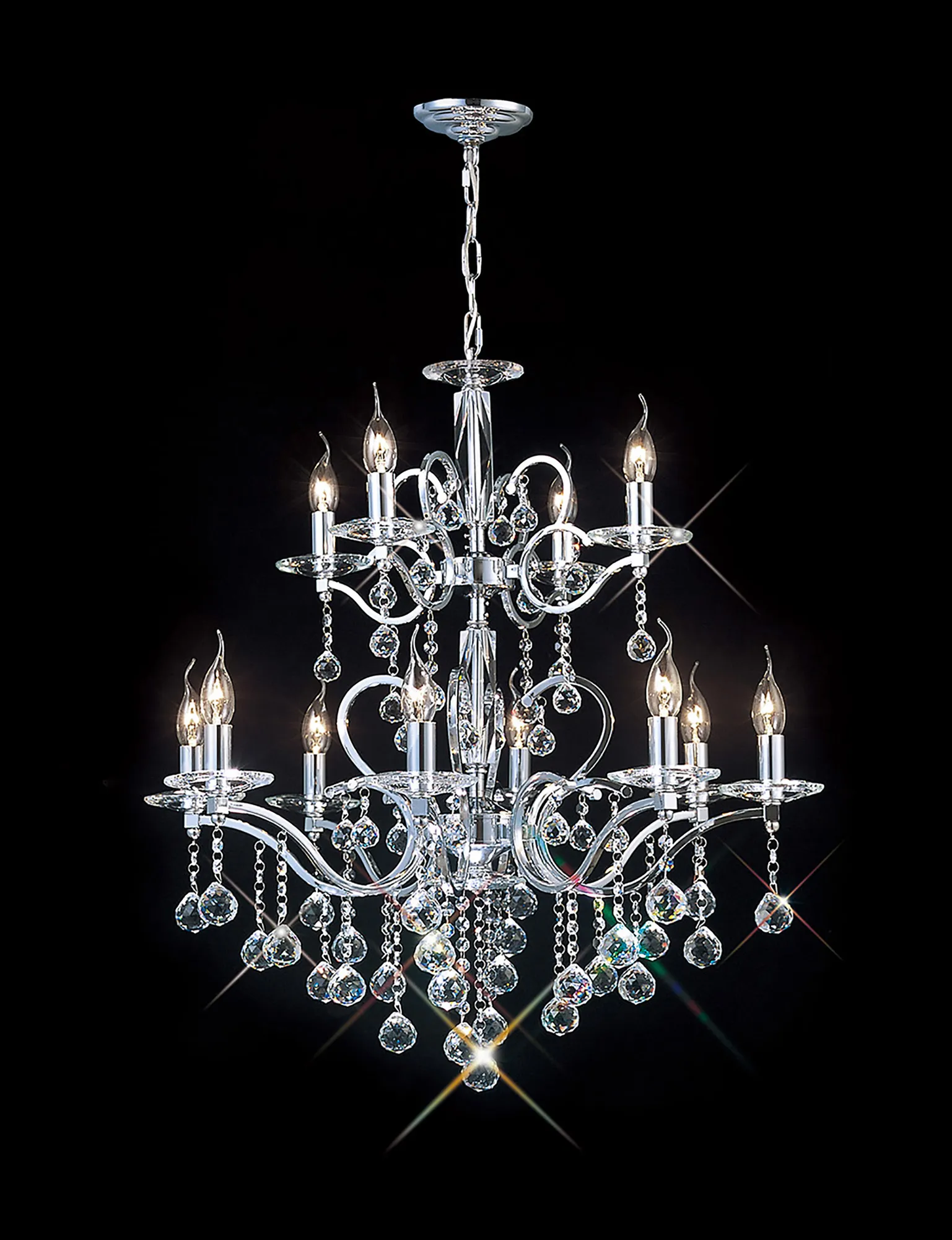 Zinta 12/22Lt, 2/3 Tier Crystal Chandelier - Various Finishes - Image 14